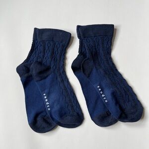 2 for $25 2 X Sandro Navy Cable-Knit Women's Socks